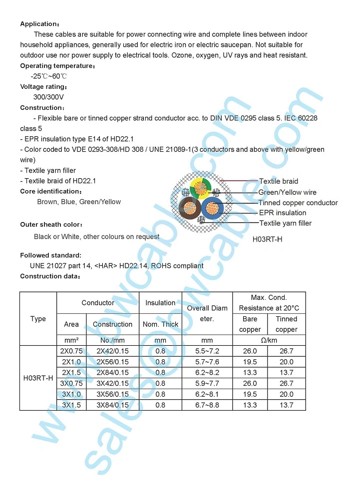 Rubber Cable Neoprene Cover Insulated Epr CPE Sr NBR EPDM Soow H07rn-F Wire 2 3G 4 Core 1.5 2.5mm2 VDE H05rr-F H05rn-F Coiled Waterproof Aircraft Marine Port